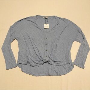 Charlotte Russe Womens Button Up Tie Up Long Sleeve Top Size XL